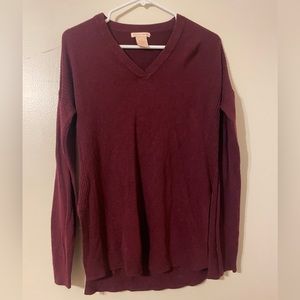 maroon long sweater with side slits
